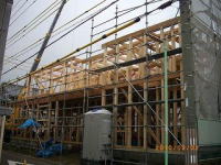 2階建て方工事中